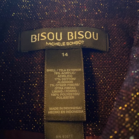 Bisou Bisou Chic Sparkly Plum Lace Tie Belt Jacket Trench Dress Coat Size 14 VGC - Picture 6 of 6